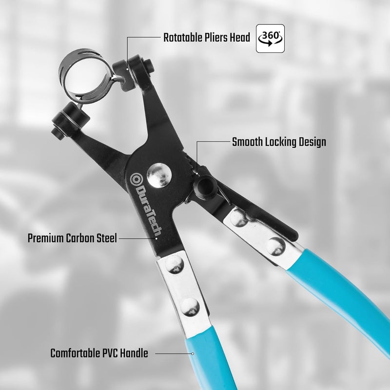 DURATECH Hose Clamp Pliers, Hose Clamp Tool with Swivel Flat Band, Automotive Repair Tool for the Removal and Installation of Ring-Type and Spring Band Clamps - Image 3